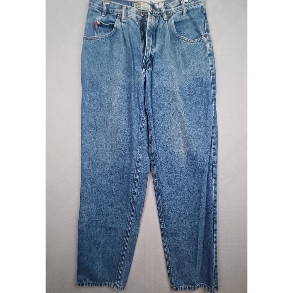 VTG Bugle Boy Jeans Mens 34 34 Faded Blue Baggy Fit Gold Crest 90s